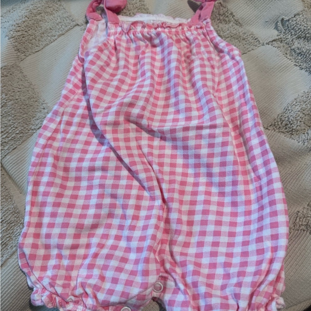 Pink Gingham Baby Romper